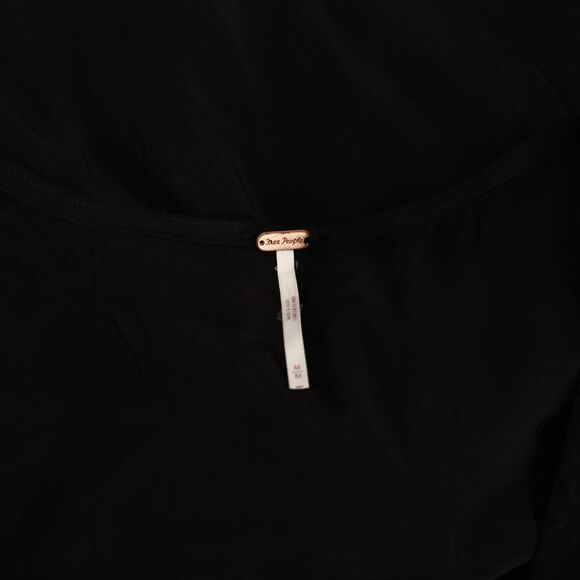 Free people Bali Ariel Tunic Tie Top Embroidered Lace Bell Sleeve Black M 284103 - Picture 9 of 9